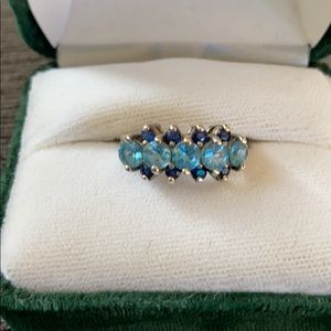 Vintage sterling blue topaz and sapphire ring